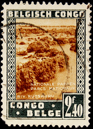 Конго бельгийское 1938 год . Национальный парк . Каталог 1,50 фунта .